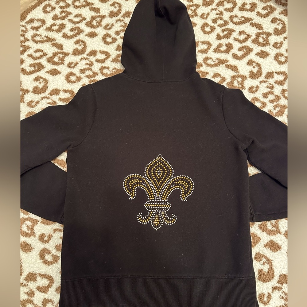Old Navy black hoodie. Size M. Added jeweled fleur de lis on back.